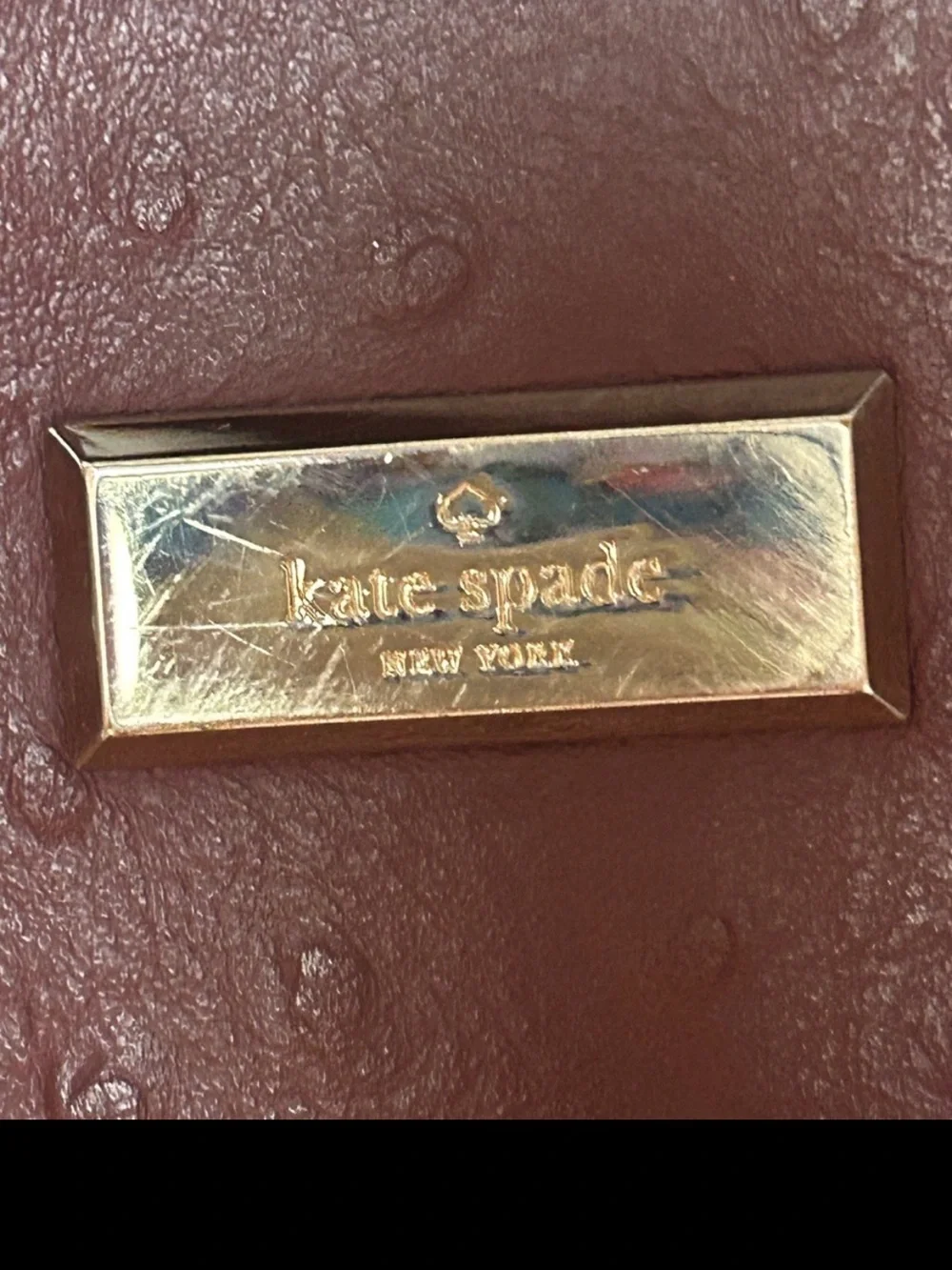 kate spade Deep Burgundy Leather Tote with Gold Plaque